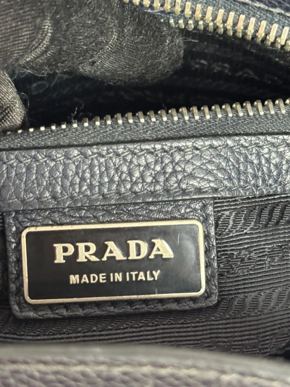 Prada Navy Blue Pebbled Leather Messenger Bag with Branded Strap - Picture 16 of 16
